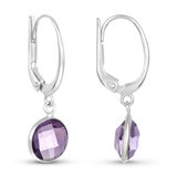 Round Cut Amethyst Earrings, 14ct White Gold