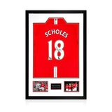 Paul Scholes MUFC Premier League Signed Framed Shirt, including 2 Photos