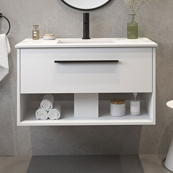 Ove Camila 900mm Wide Wall Mounted Vanity in Matte White