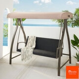 Agio eastport woven swing with canopy and accent clearance pillows