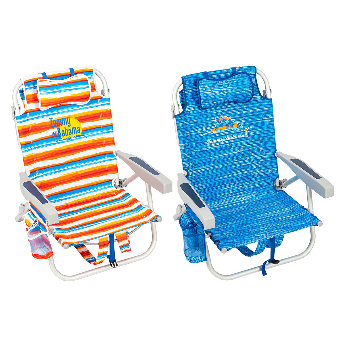 Reviews for Tommy Bahama Striped Aluminum and Fabric 5-Position Lay Flat Backpack  Beach Chair