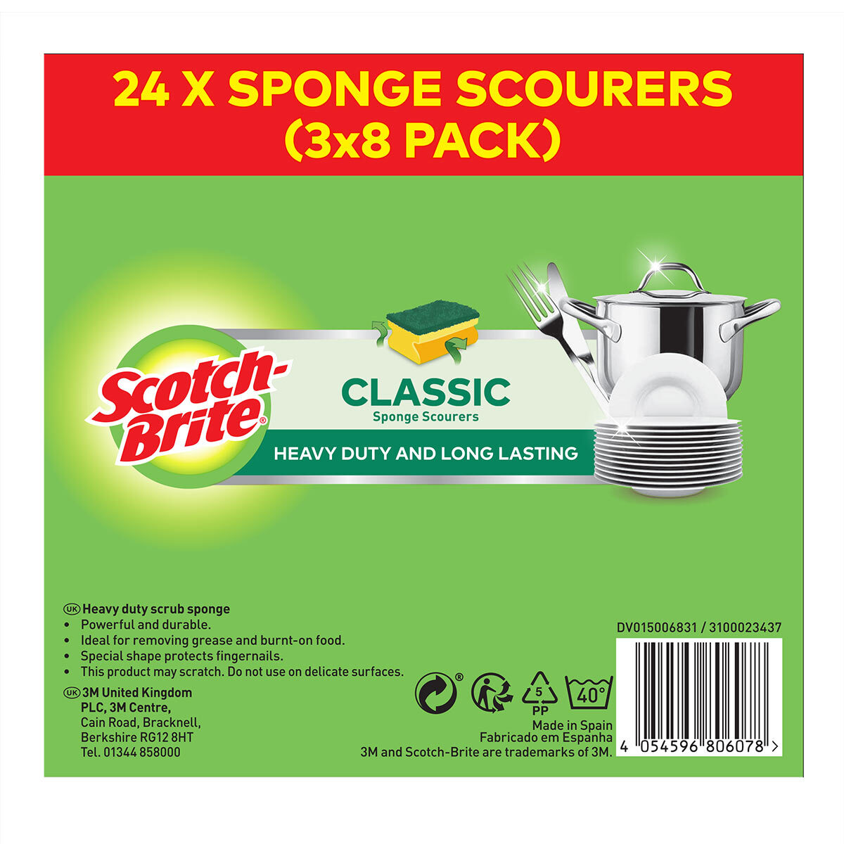  HOMESmith 24 Packs Heavy Duty Scrub Sponge, Dual-Sided  Dishwashing & Cleaning Sponge for Kitchen, Bathroom and Home Cleaning (  Pack of 24 ) : Home & Kitchen