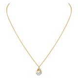 6.5-7mm Cultured Freshwater White Pearl & 0.08ctw Diamond Pendant, 14ct Yellow Gold