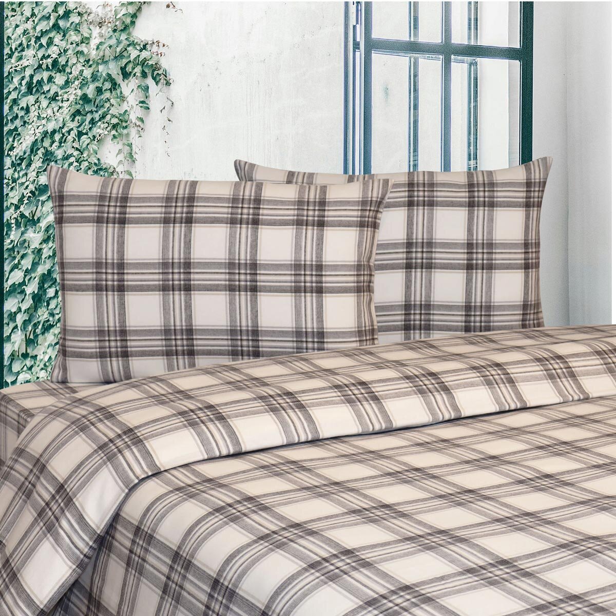 Portuguese Flannel Cotton 4 Piece Double Duvet Set, in 4 colours