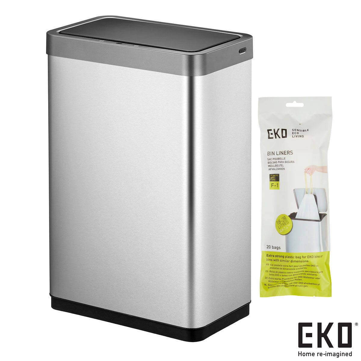 EKO Mirage X-Sensor 20+20L Stainless Steel Sensor Bin