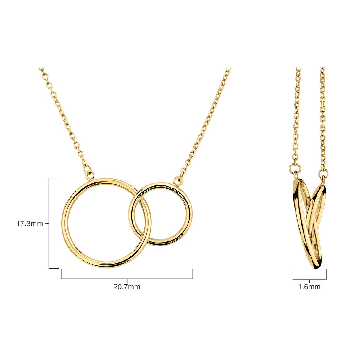 14ct Yellow Gold Interlocking Hoop Necklace