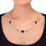 Lapis & Chalcedony Necklace, 14ct Yellow Gold