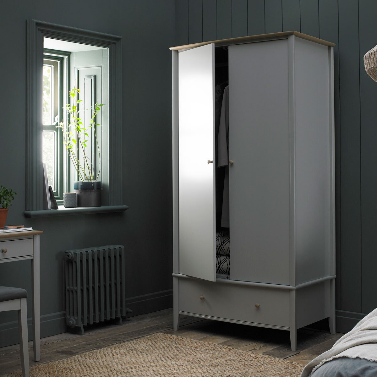 Bentley Designs Whitby Scandi Oak & Grey Double Wardrobe