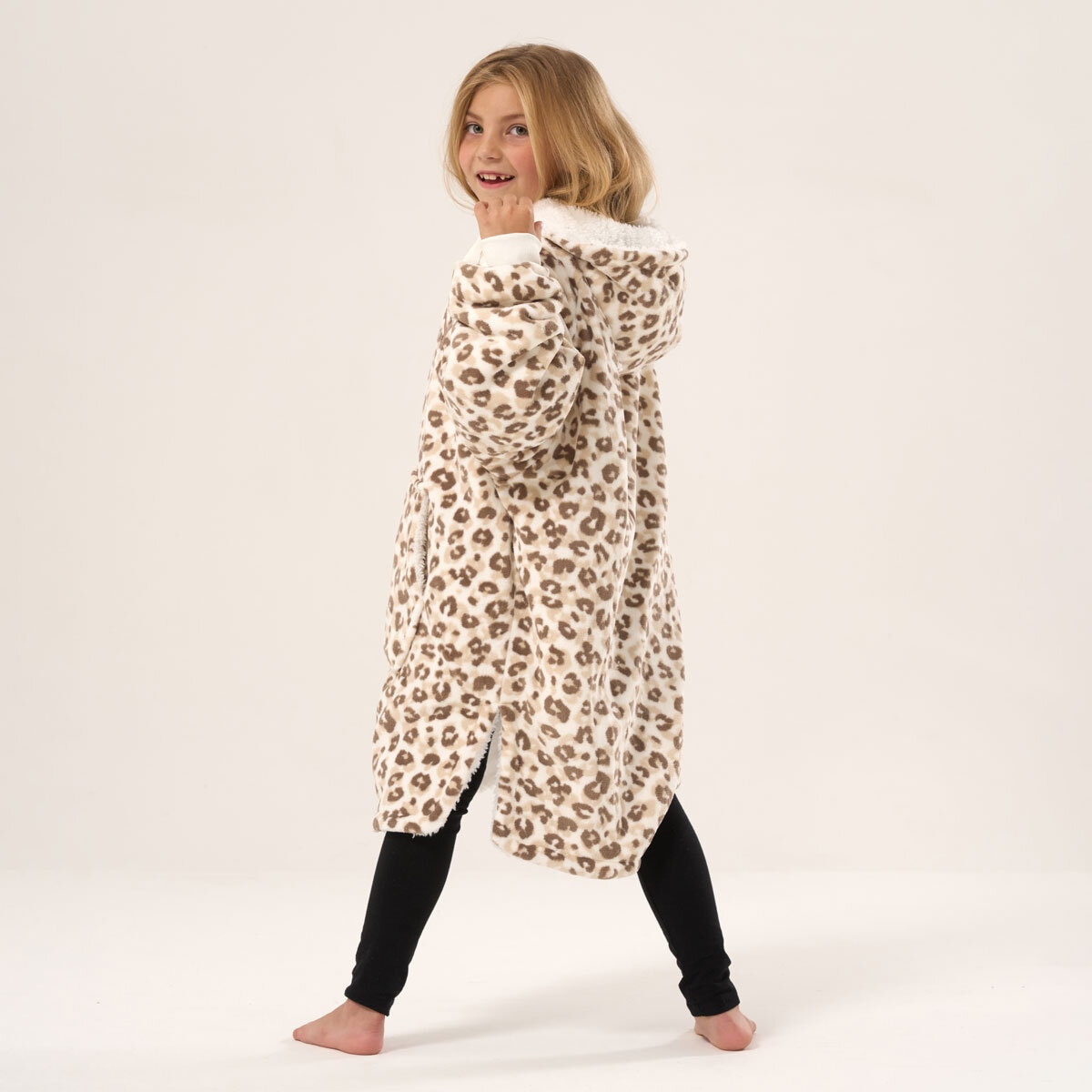 DKNY Kids Oversized Hoodie in Brown Leopard