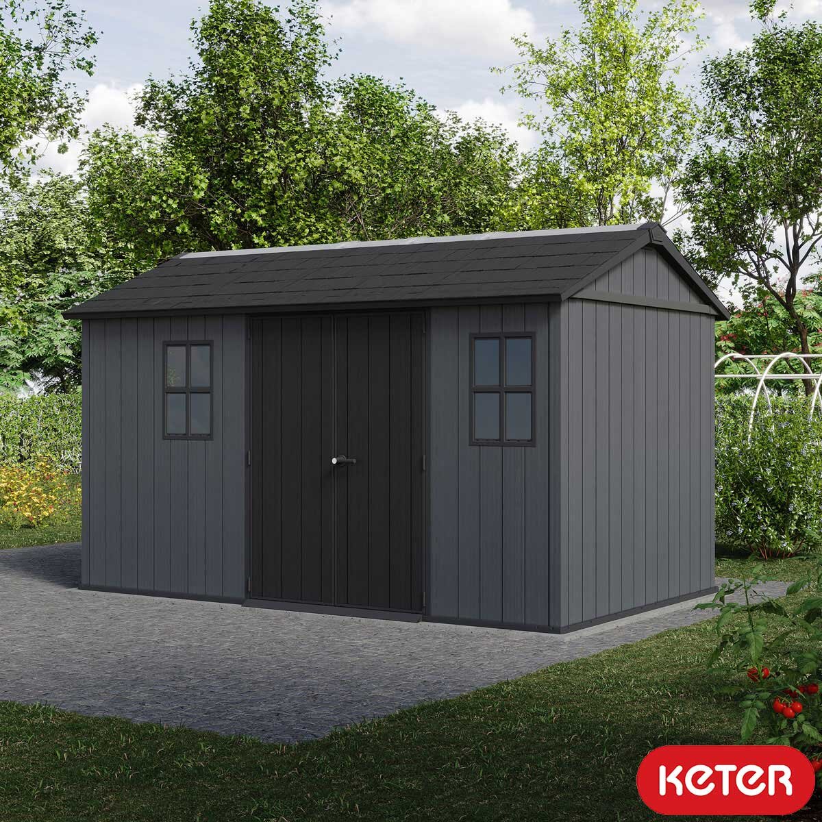 Keter Newton Plus 13ft 5" x 7ft 6" (4.1 x 2.3m) Storage Shed with Side Entry