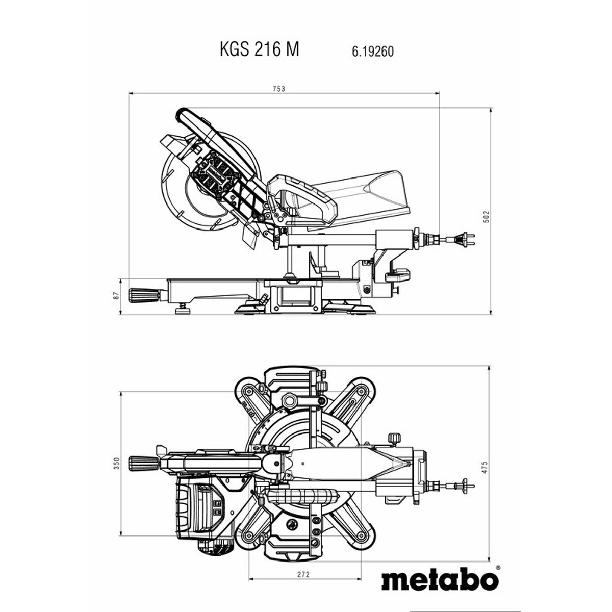 Metabo KGS216M Single Bevel Sliding Mitre Saw