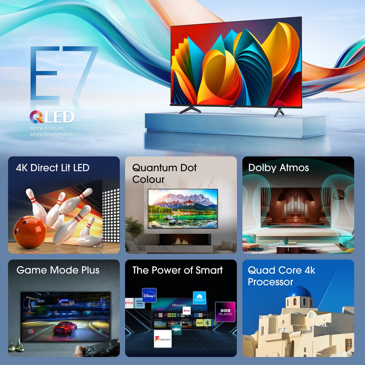 Hisense 75E7NQTUK 75 Inch QLED Freely Smart TV