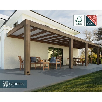 Palram Canopia Helsinki 9ft 10" x 32ft 6" (3m x 9.9m) Cedar Wood Patio Cover Palram Canopia Helsinki 9ft 10" x 32ft 6" (3m x 9.9m) Cedar Wood Patio Cover