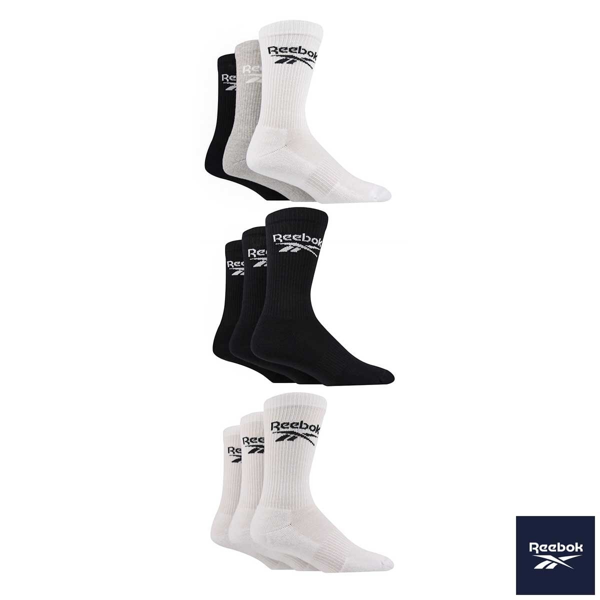 Reebok Unisex Core Crew Sock 6 Pack