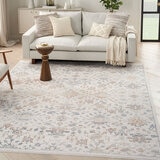 Elegant heirloom rug, tradtional design in ivory, grey  floral tones