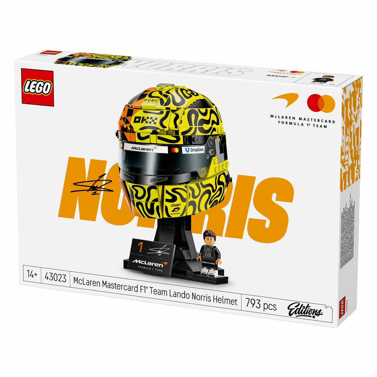 LEGO® Editions Mastercard F1® Team Lando Norris Helmet - Model 43023 (14+ Years) LEGO® Editions Mastercard F1® Team Lando Norris Helmet - Model 43023 (14+ Years)