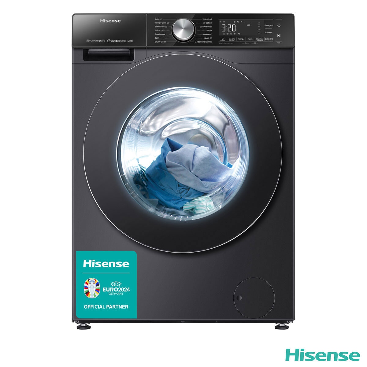 Hisense WF5S1245BB, 12kg, 1400rpm, Washing Machine A Rating in Black