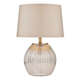 Sonia Antique Brass and Silver Glass Dual Light Table Lamp With Shade