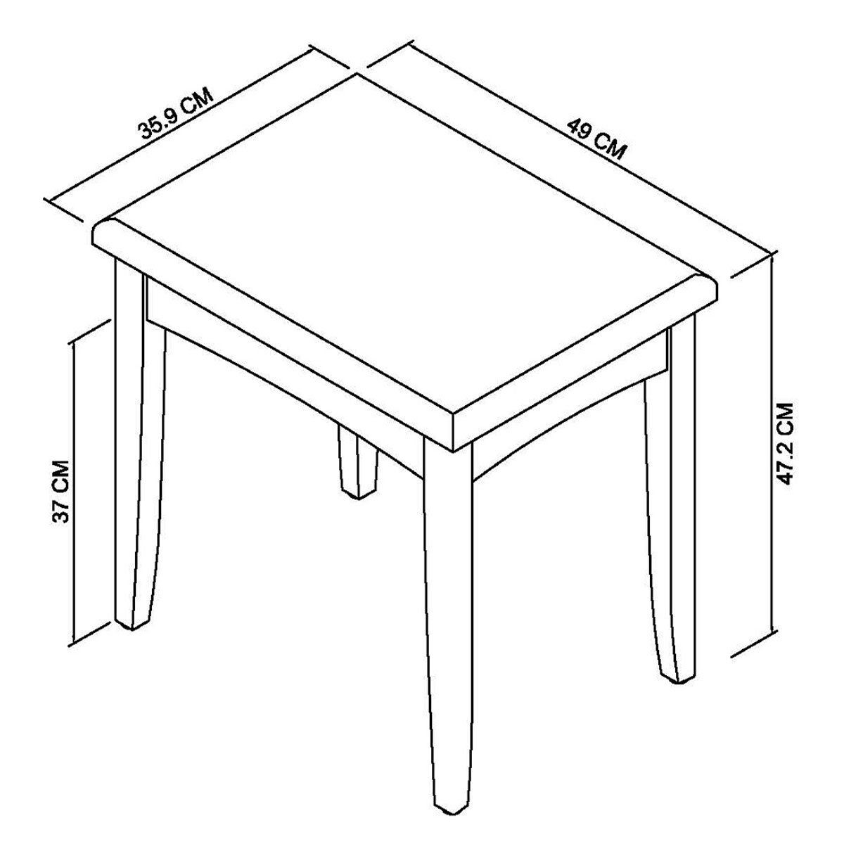 Bentley Designs Whitby Scandi Oak & Grey Dressing Table & Stool, Stool Dimensions