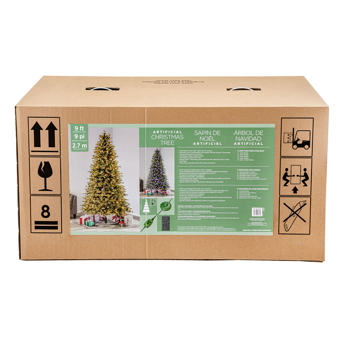 9ft (2.7m) Pre-Lit Aspen Artificial Christmas Tree with 2,700 Colour Changing Micro LED Lights