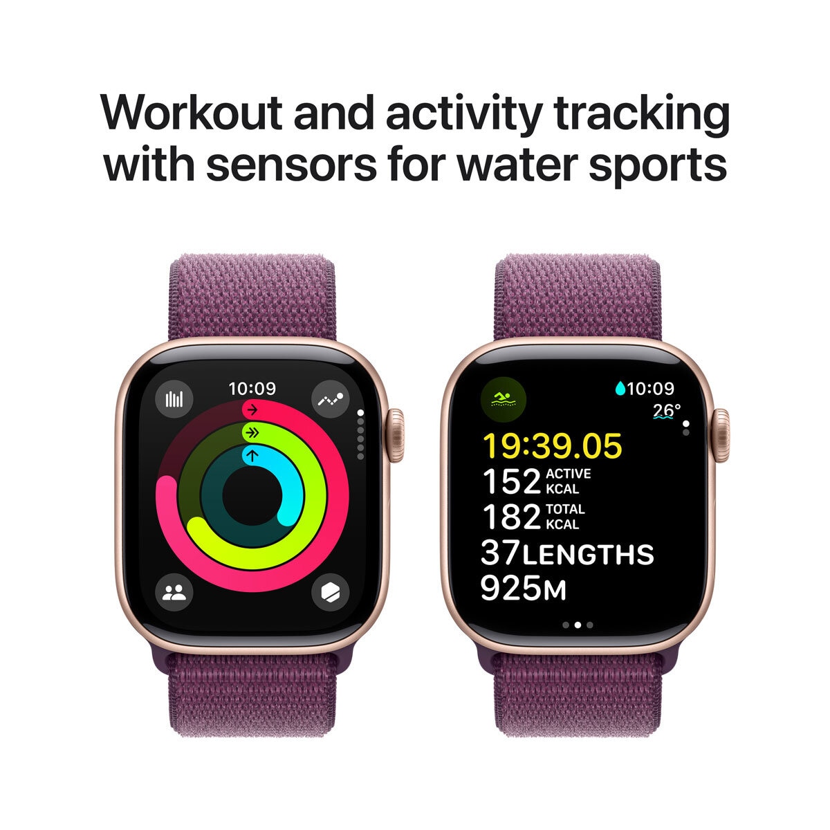 Buy Apple Watch Series 10 GPS, 42mm Rose Gold AluminiumCase with Plum Sport Band, MWWK3QA/A at costco.co.uk