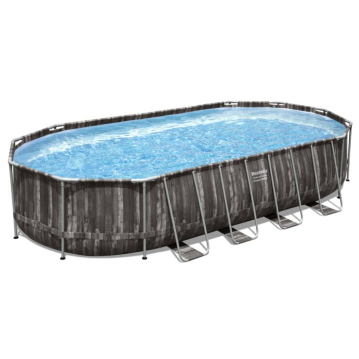 Bestway 22 x 12 ft Power Steel Oval Frame Pool with Sand Filter Pump