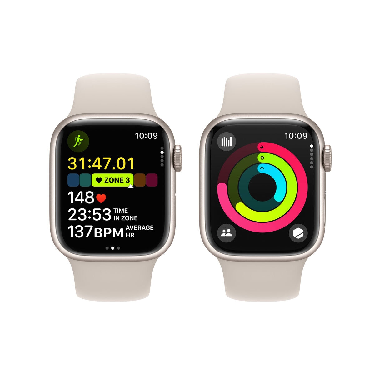 Buy Apple Watch Series 9 GPS, 41mm Starlight Aluminium Case with Starlight Sport Band - S/M, MR8T3QA/A