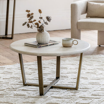 Gallery Moderna White Faux Travertine Coffee Table