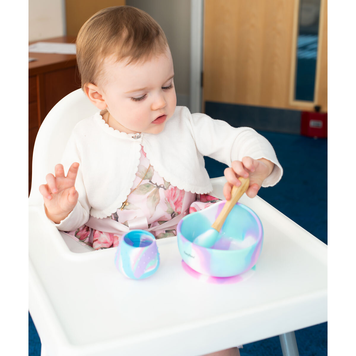 EasyTots Suction Bowl with Bamboo Spoons - Unicorn