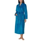 DKNY Shawl Collar Long Plush Robe in Blue