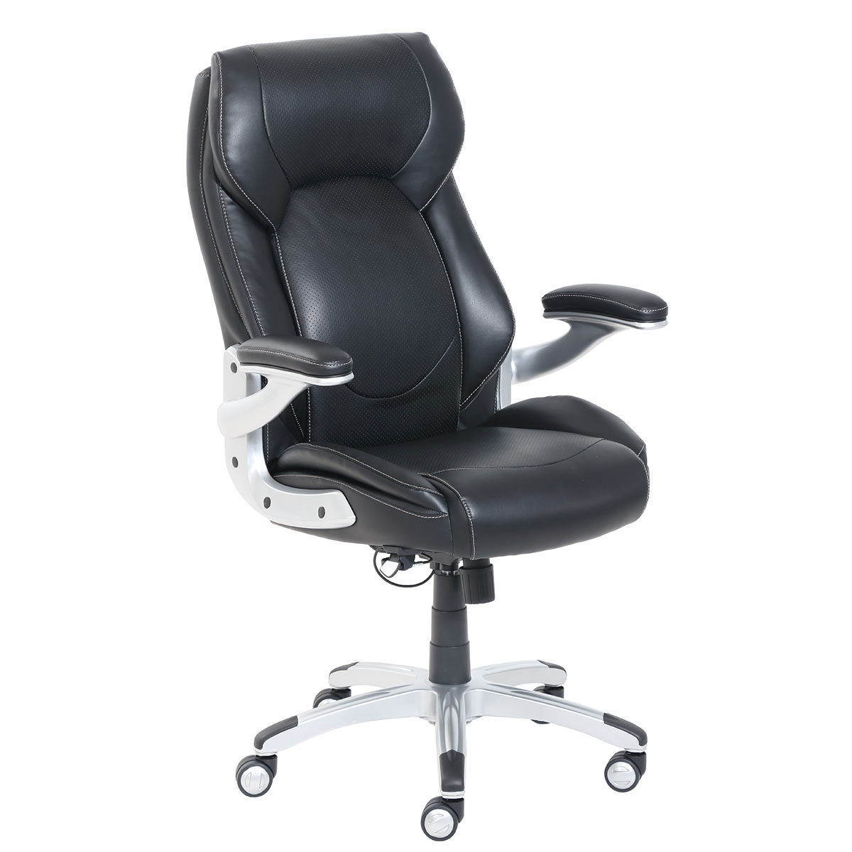 True Wellness Active Lumbar Black Bonded Leather Managers Chair | Costco UK