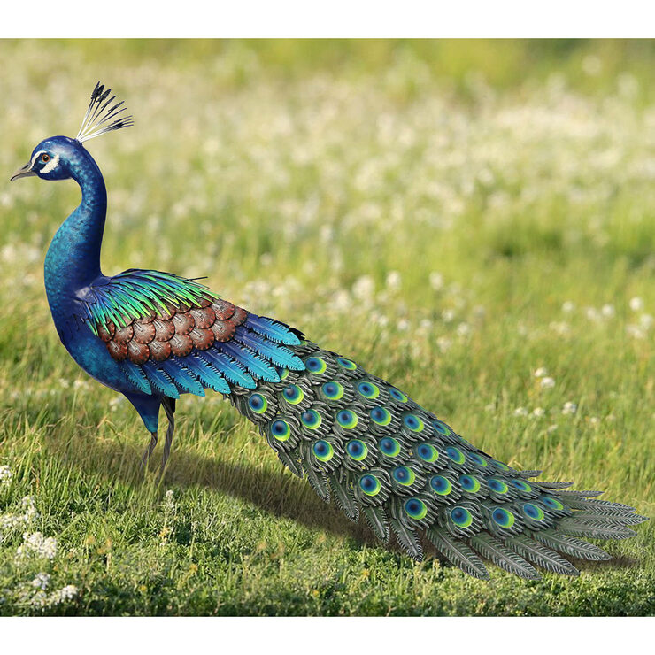 Evergreen 86cm Metal Peacock Garden Ornament | Costco UK