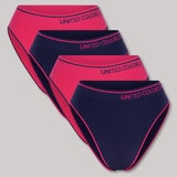 United Colors of Benetton Seamless Brief 4 Pack in Navy & Pink