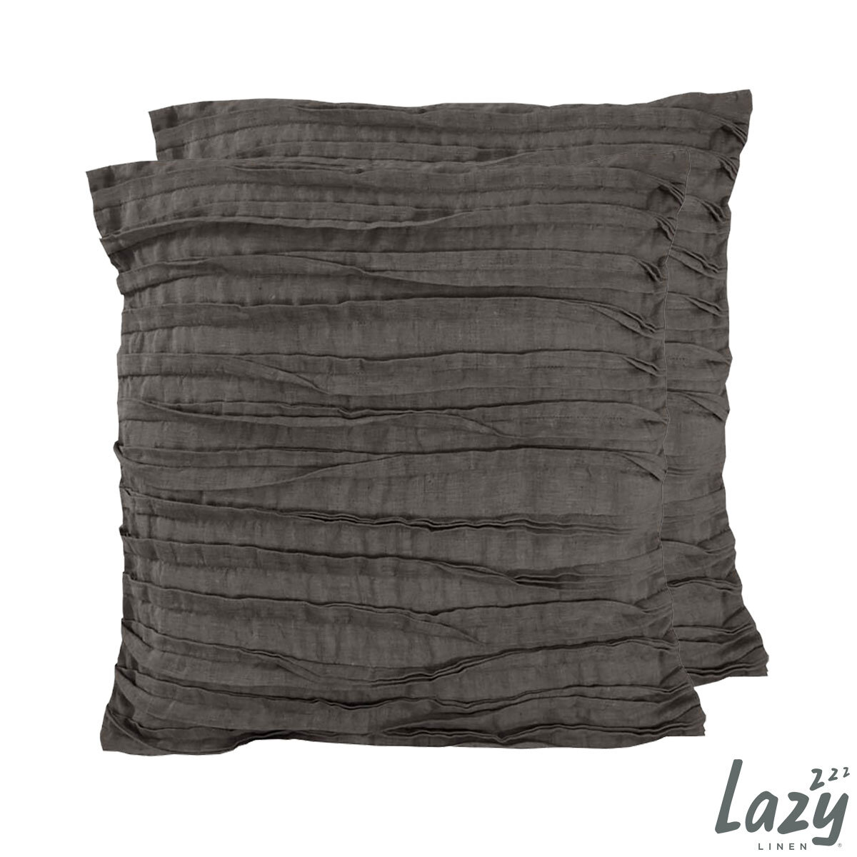 Lazy Linen 100% Washed Linen Cushion 2 Pack in Charcoal 