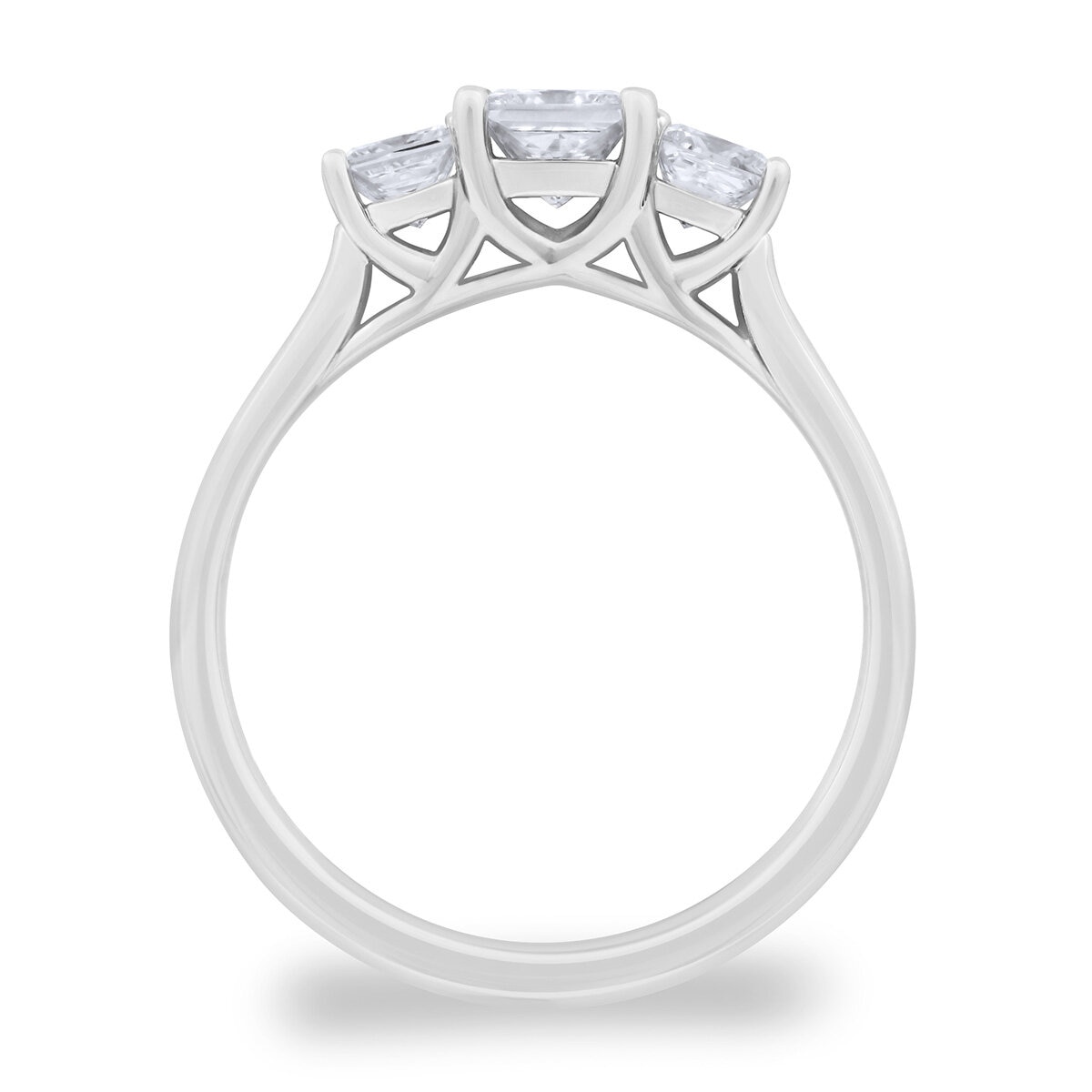 1.00ctw Princess Cut Diamond 3 Stone Ring, 18ct White Gold