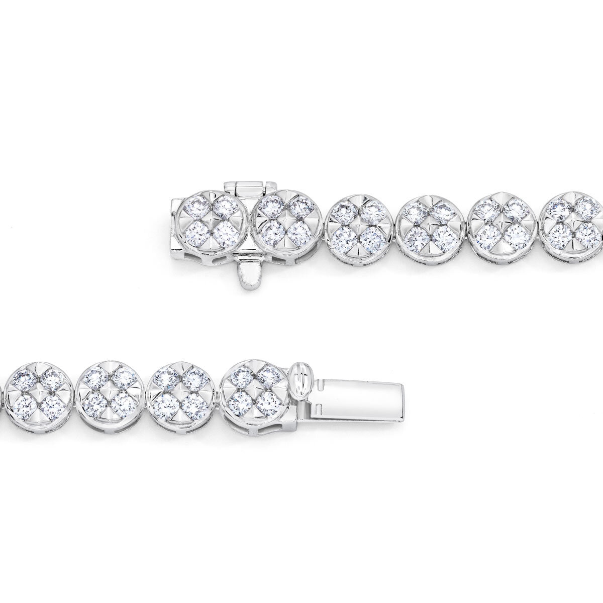 3.00ctw Round Brilliant Cut Diamond Cluster Bracelet, 18ct White Gold