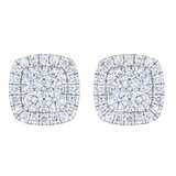 1.50ctw Round Brilliant Cut Diamond Cluster Earrings, 14ct White Gold