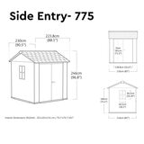 Keter Newton Plus 7ft 4" x 7ft 6" (2.2 x 2.3m) Storage Shed with Side Entry