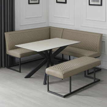 Indus Valley Arden Ceramic Dining Table With Taupe Corner Bench & Low Bench Indus Valley Arden Ceramic Dining Table With Taupe Corner Bench & Low Bench