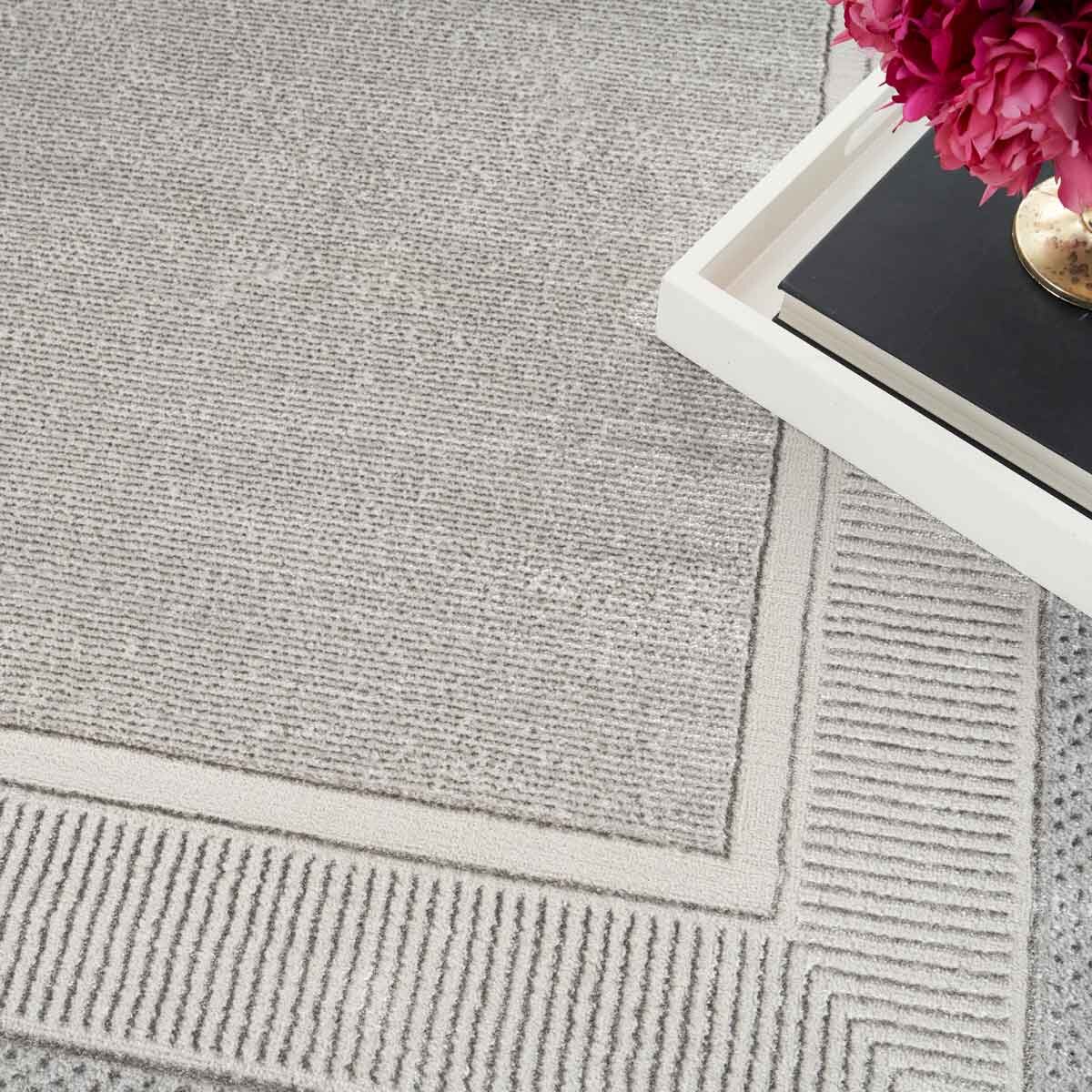 Glitz Silver Border Area Rug, 160 x 220 cm