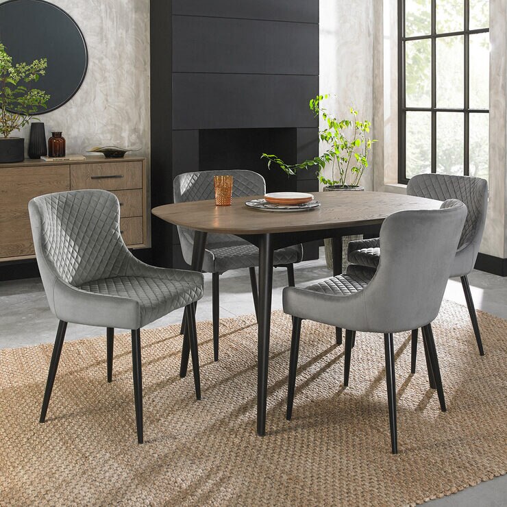 Bentley Design Grey Velvet Diamond Stitch Dining Chair, 2 Pack | Costco UK