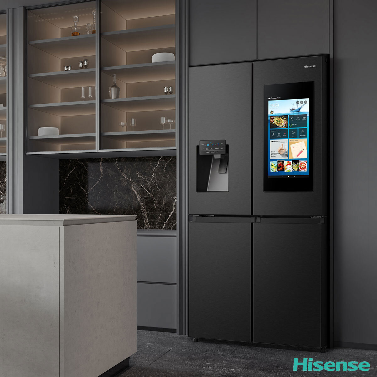 Hisense RQ760N4IFE, Multidoor Fridge Freezer E Rating in Black