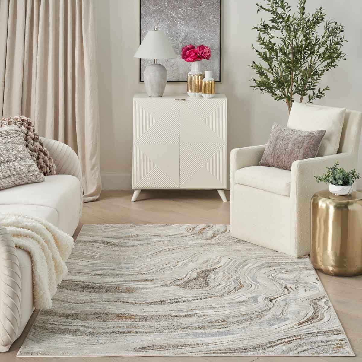 Glitz Gold Marble Area Rug, 160 x 220 cm