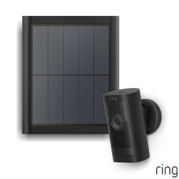 Ring Stick Up Cam Pro with Solar Panel in Black 