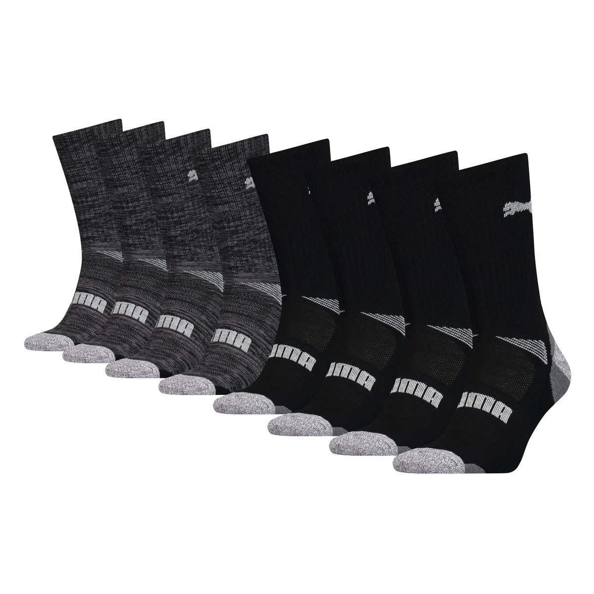 Puma No Show Men's Socks, 8 Pack in Charcoal, Size 6-8