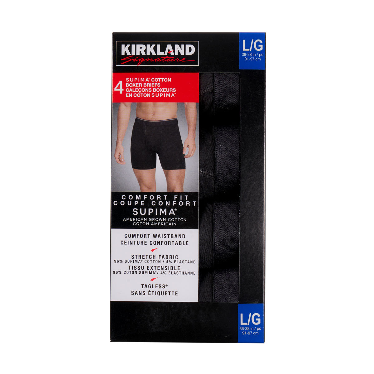 Kirkland Signature Men's 4 Pack Boxer Shorts, Extra Large