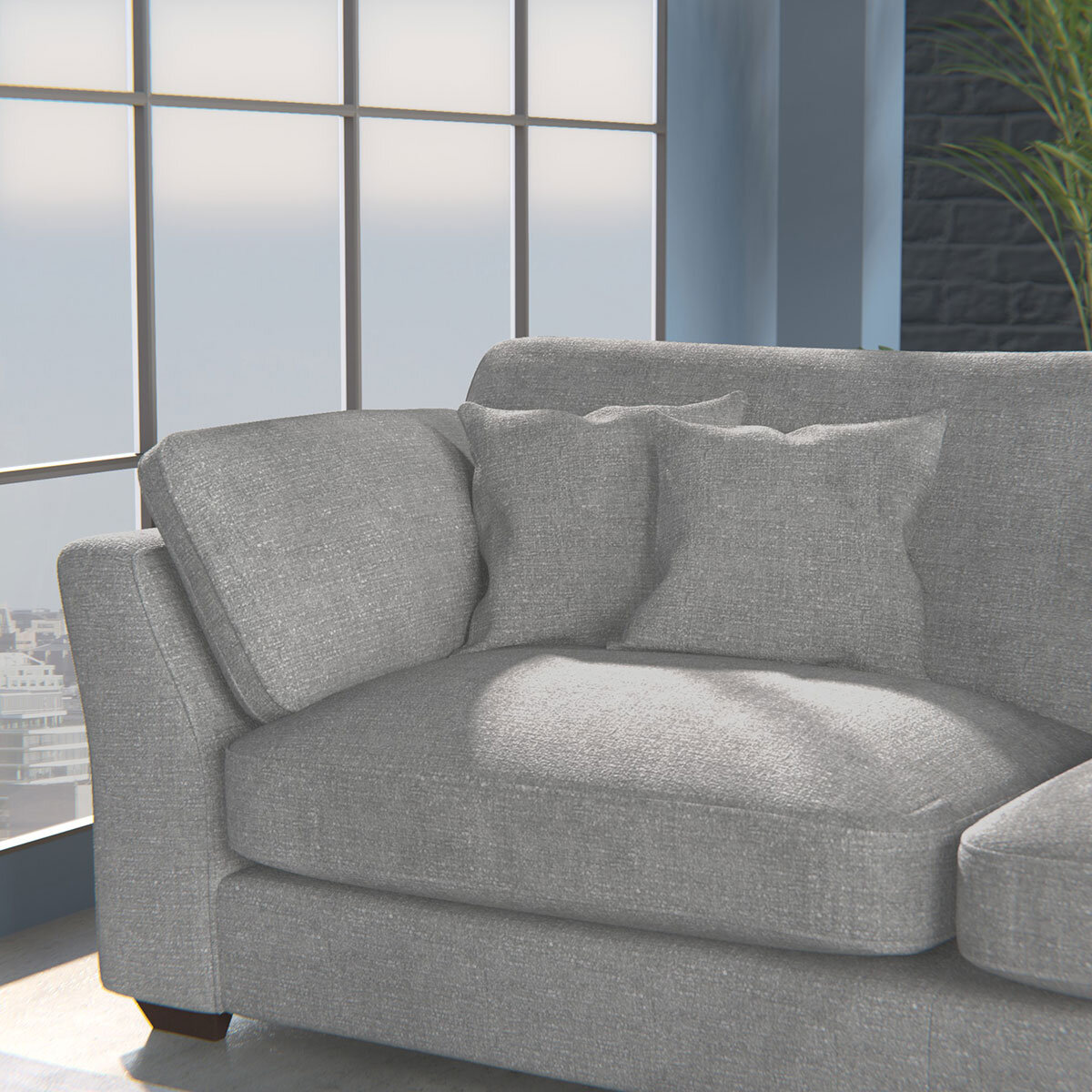 Selsey Grey Fabric 4 Seater Split Sofa