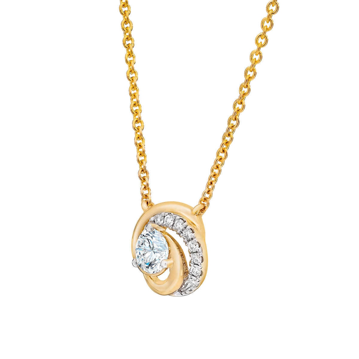 0.28ctw Round Brilliant Cut Diamond Pendant, 14ct Yellow Gold