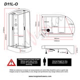 Insignia Diamond 1100mm Offset Quadrant Left Hand Steam Shower with Black Frame