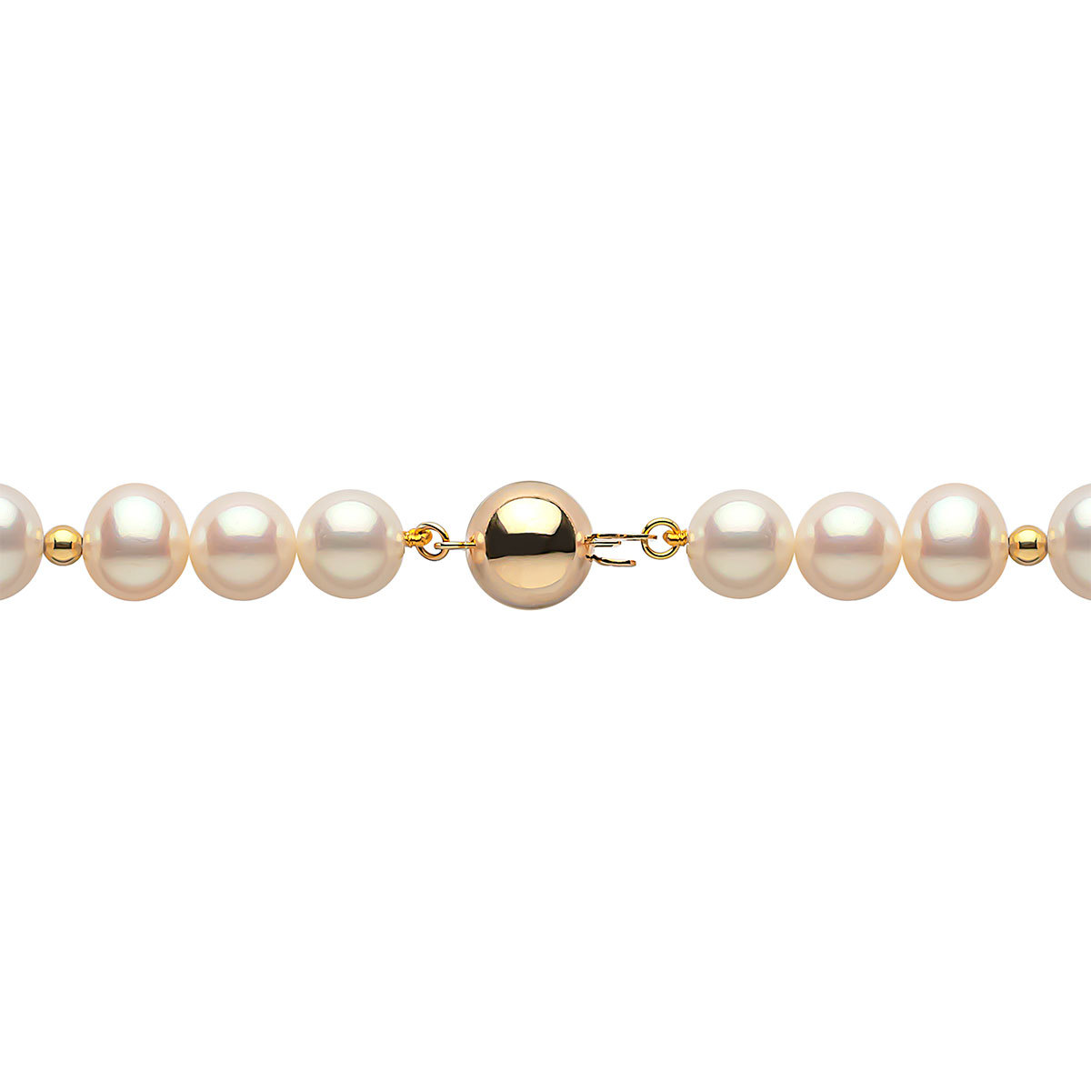 7.5-8mm Cultured Freshwater White Pearl and Gold Bead Bracelet, 18ct ...